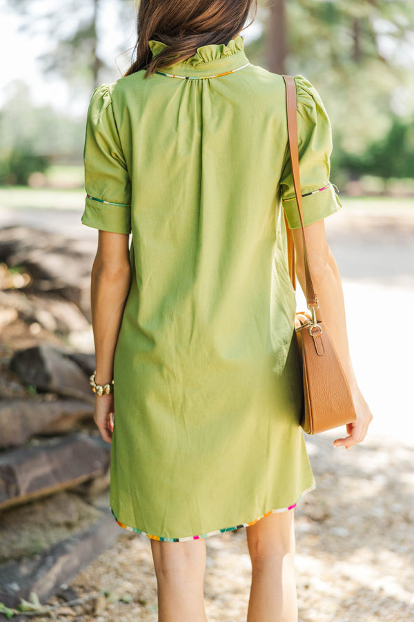 Just Wait For It Green Embroidered Dress