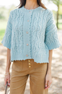 Cooler Together Mint Scallop Cardigan