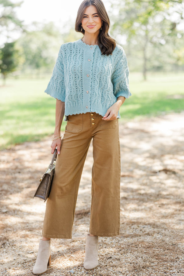 Cooler Together Mint Scallop Cardigan
