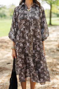 Final Selection Brown Floral Midi Dress