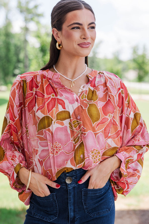 Sovereign Coral Floral Blouse