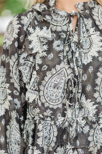 Sweet Connection Brown Floral Tiered Blouse