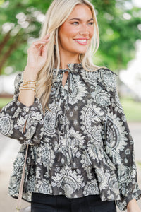 Sweet Connection Brown Floral Tiered Blouse