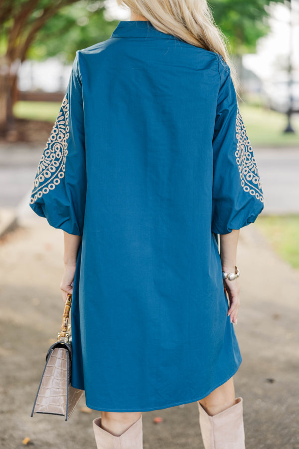 Precious Moments Blue Embroidered Dress