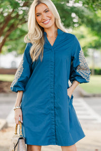 Precious Moments Blue Embroidered Dress