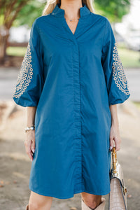 Precious Moments Blue Embroidered Dress
