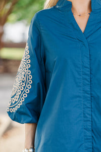 Precious Moments Blue Embroidered Dress