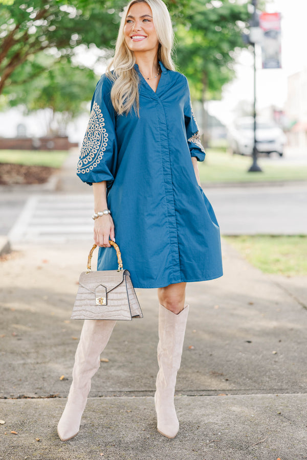 Precious Moments Blue Embroidered Dress