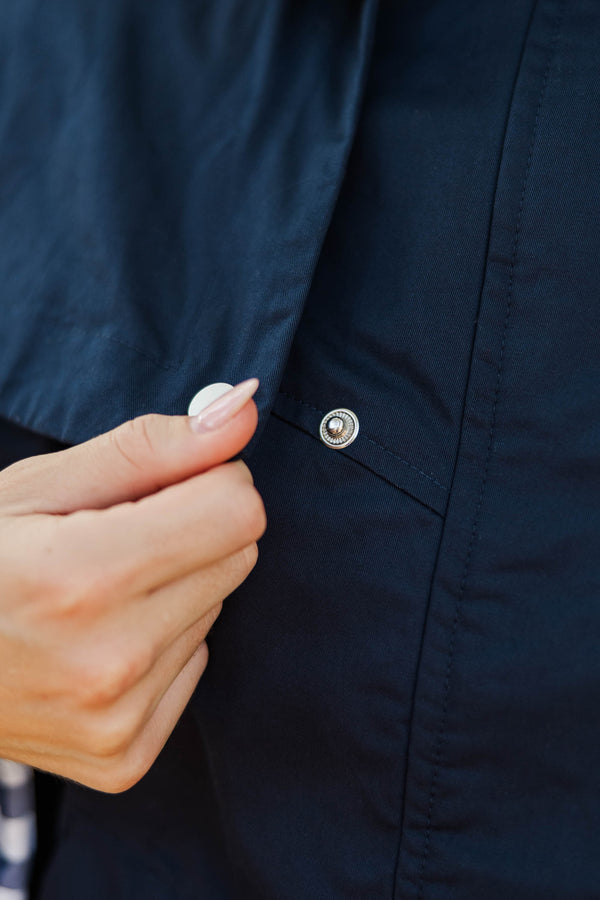 First Frost Navy Gingham Cape Jacket