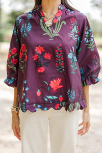 Love At First Sight Burgundy Medallion Blouse
