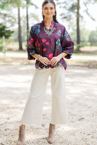 Love At First Sight Burgundy Medallion Blouse