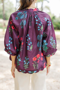 Love At First Sight Burgundy Medallion Blouse