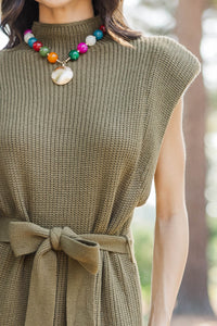 Seasonal Story Olive Midi Sweater Dress