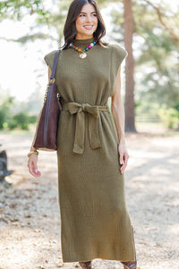 Seasonal Story Olive Midi Sweater Dress