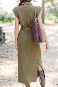 Seasonal Story Olive Midi Sweater Dress