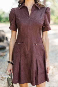 She Understood Brown Suede Leopard Dress