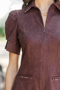 She Understood Brown Suede Leopard Dress