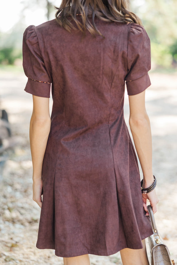 She Understood Brown Suede Leopard Dress