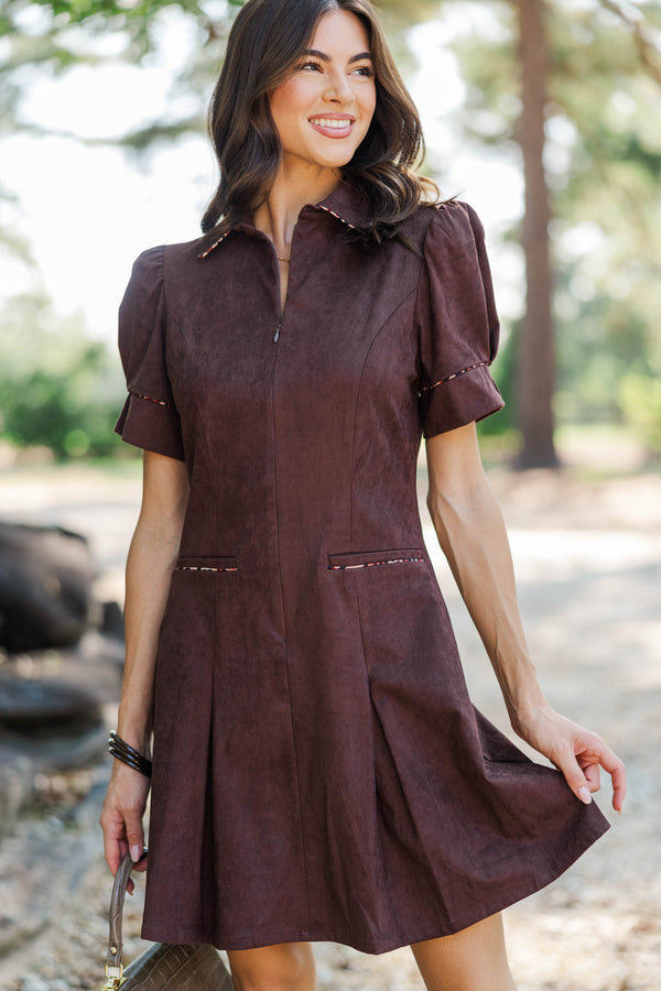 She Understood Brown Suede Leopard Dress