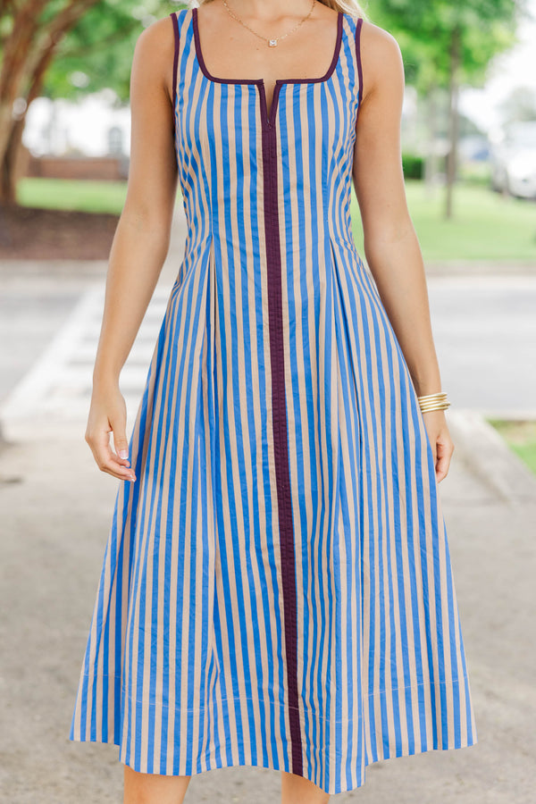 Made To Wear Taupe Striped Midi Dress