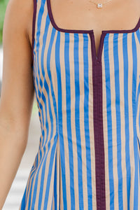 Made To Wear Taupe Striped Midi Dress