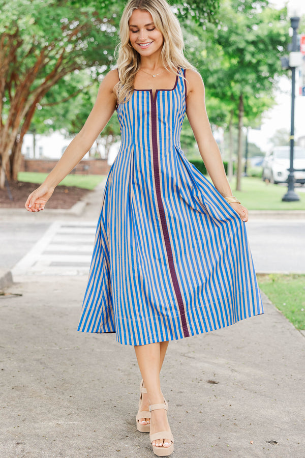 Made To Wear Taupe Striped Midi Dress – Shop the Mint