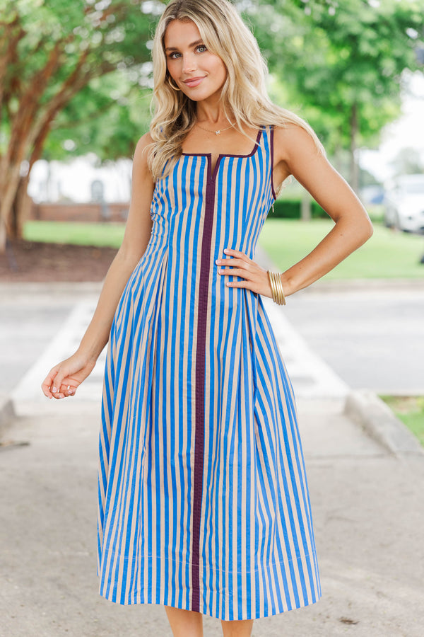 Made To Wear Taupe Striped Midi Dress – Shop the Mint