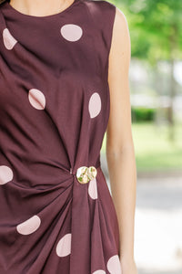 Her Best Era Burgundy Polka Dot Midi Dress
