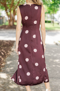 Her Best Era Burgundy Polka Dot Midi Dress