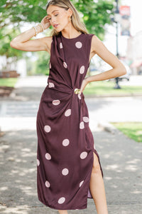 Her Best Era Burgundy Polka Dot Midi Dress