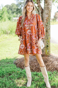 Simply The Best Rust Floral Dress
