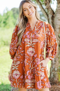 Simply The Best Rust Floral Dress