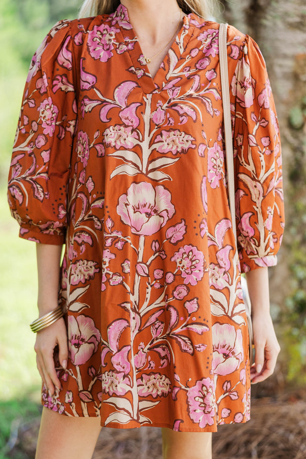 Simply The Best Rust Floral Dress
