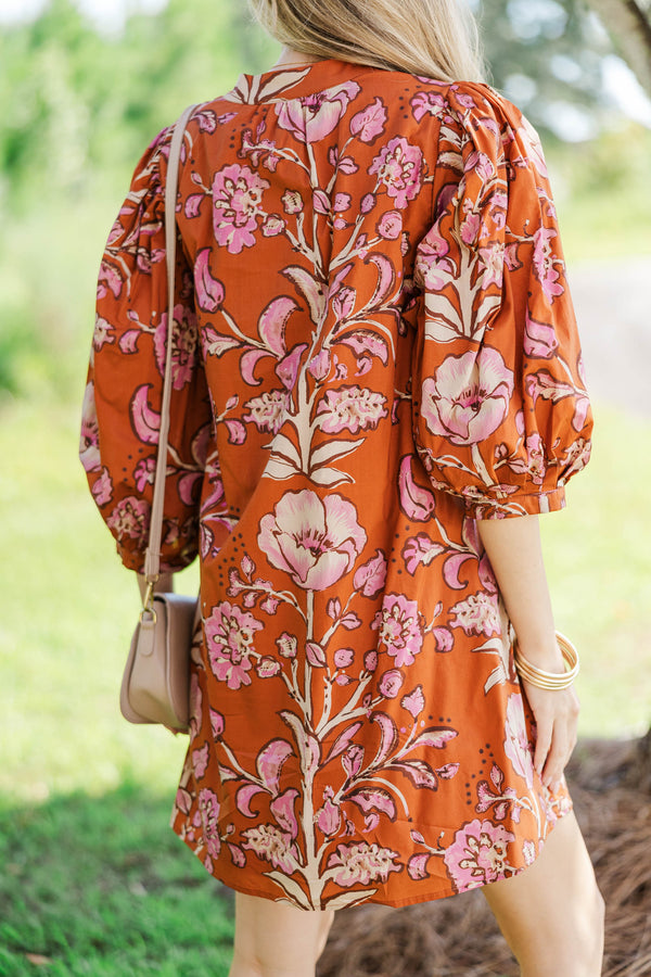 Simply The Best Rust Floral Dress