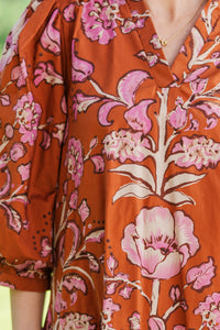 Simply The Best Rust Floral Dress