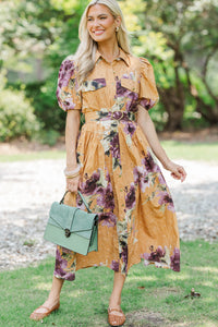 Autumn Agenda Orange Floral Midi Dress