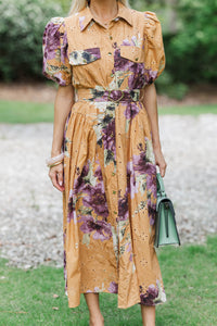 Autumn Agenda Orange Floral Midi Dress