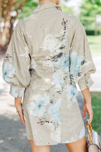 Between Seasons Olive Floral Eyelet Dress