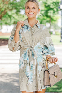 Between Seasons Olive Floral Eyelet Dress