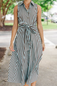 Always A Favorite Green Striped Midi Dress