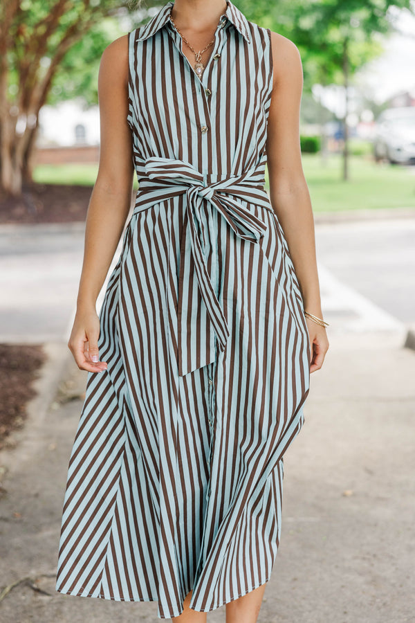 Always A Favorite Green Striped Midi Dress