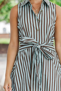 Always A Favorite Green Striped Midi Dress