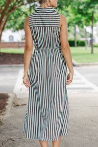 Always A Favorite Green Striped Midi Dress
