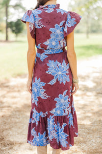 Just What I Wanted Burgundy Floral Midi Dress