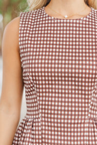 So Much Yes Brown Gingham Tank