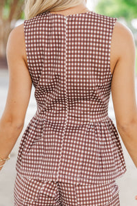 So Much Yes Brown Gingham Tank