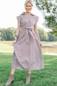 Always A Good Choice Blue Striped Midi Dress