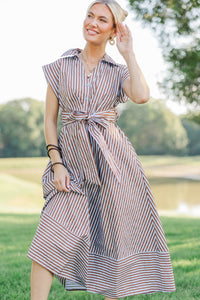 Always A Good Choice Blue Striped Midi Dress