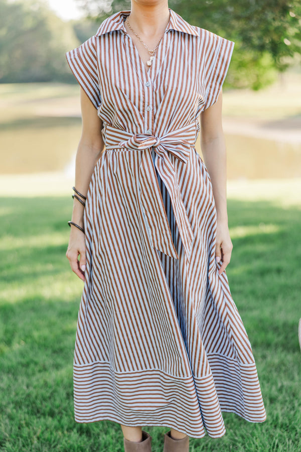 Always A Good Choice Blue Striped Midi Dress