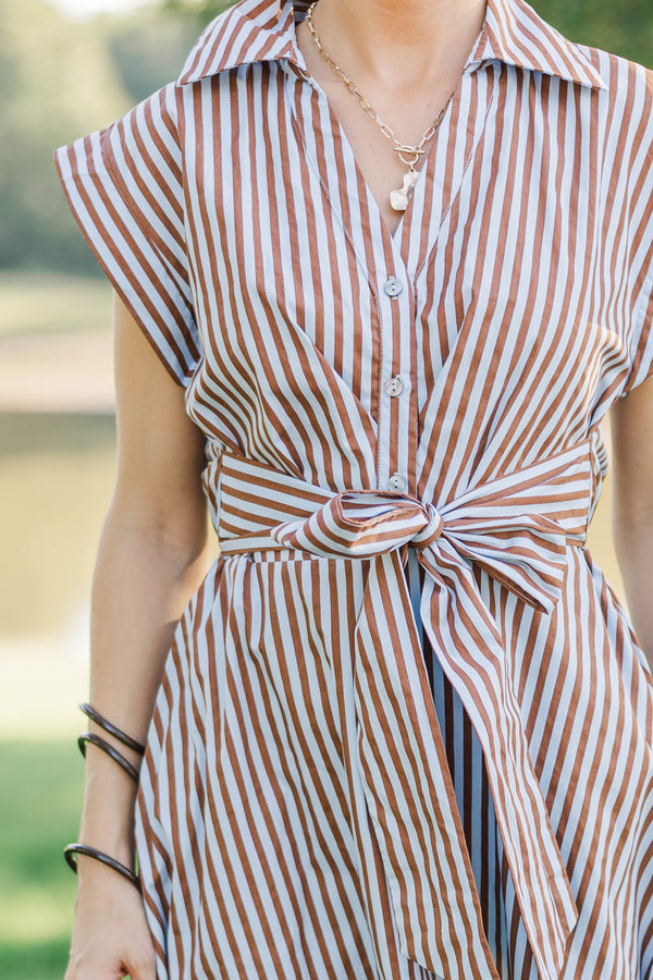 Always A Good Choice Blue Striped Midi Dress